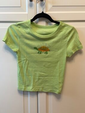 American Eagle Outfitters Baby T Lime Green 'Take It Easy' Turtle Tee